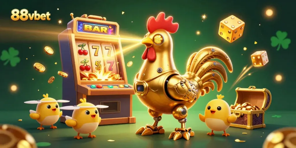 Experience the excitement of winning at 88vbet with a vibrant 3D casino illustration featuring games and jackpots.