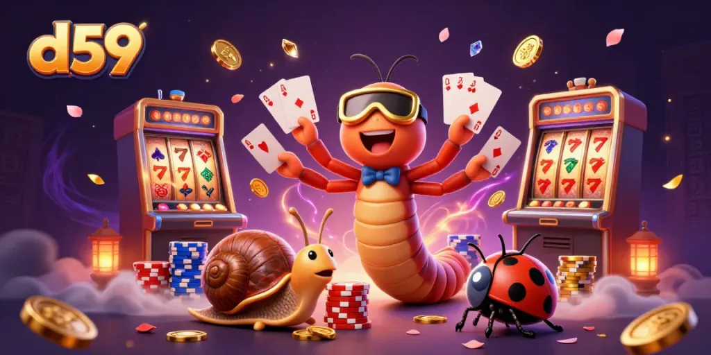 D59 memberikan pengalaman bermain slot online dengan dealer kartun 3D dan tumpukan chip yang mengesankan.