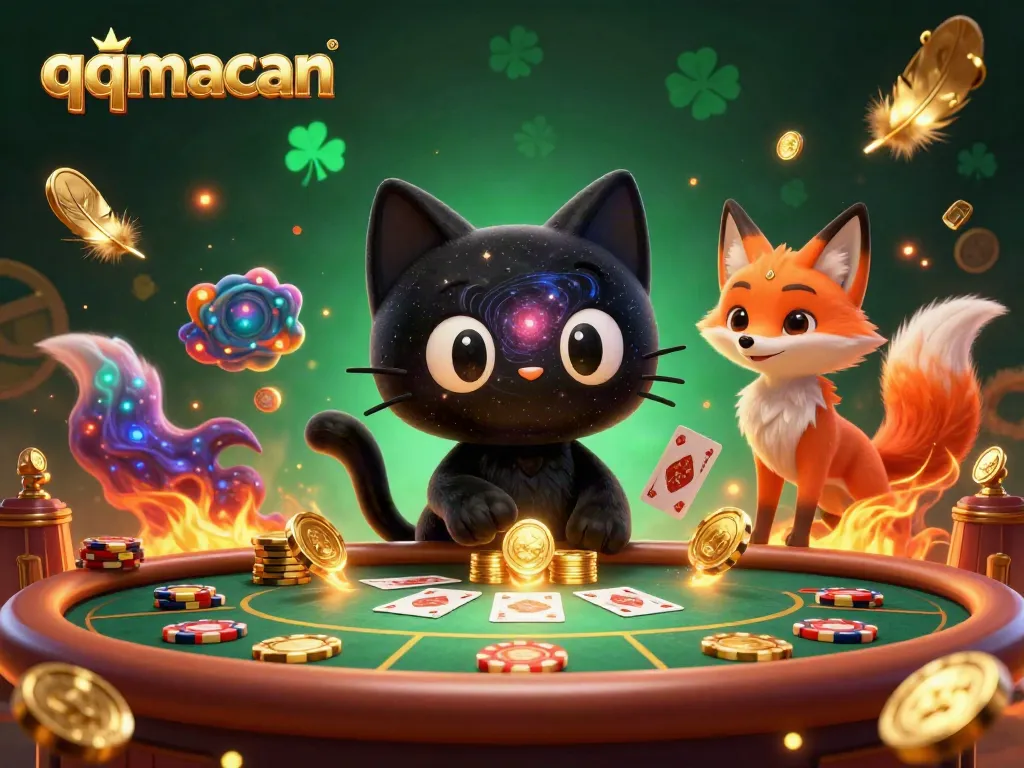 Engage in thrilling gameplay with qqmacan, featuring a cosmic casino scene full of dynamic elements.