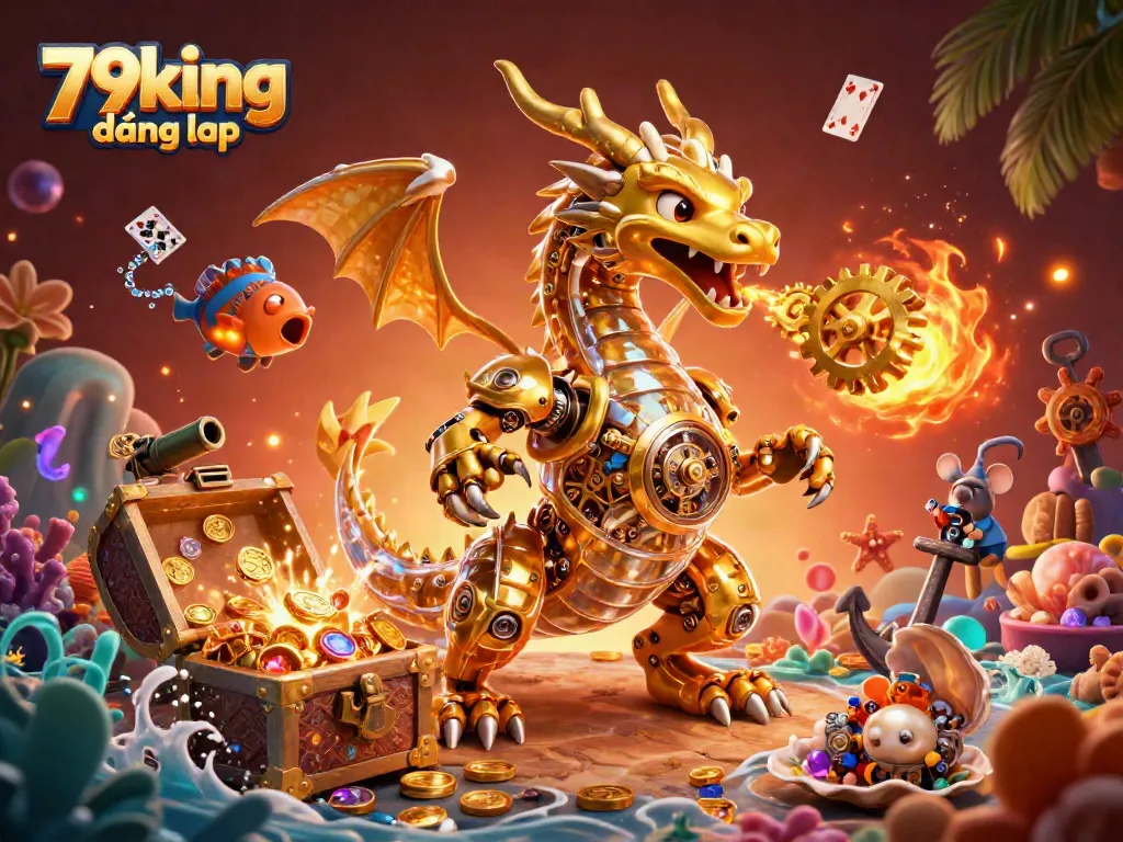 Experience the thrilling world of 79king đăng nhập through a vibrant casino-themed illustration with dynamic game elements.
