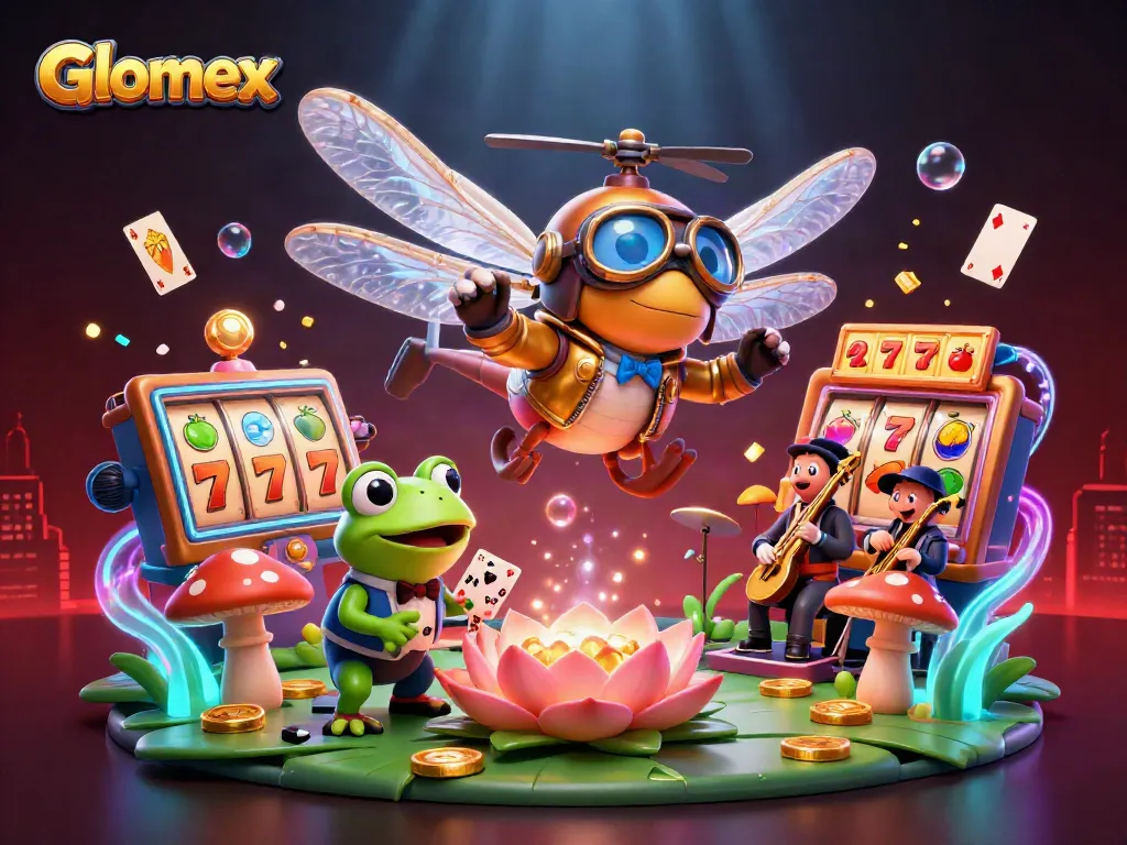Glomex showcases thrilling excitement as players hit jackpots at an immersive lily pad casino.