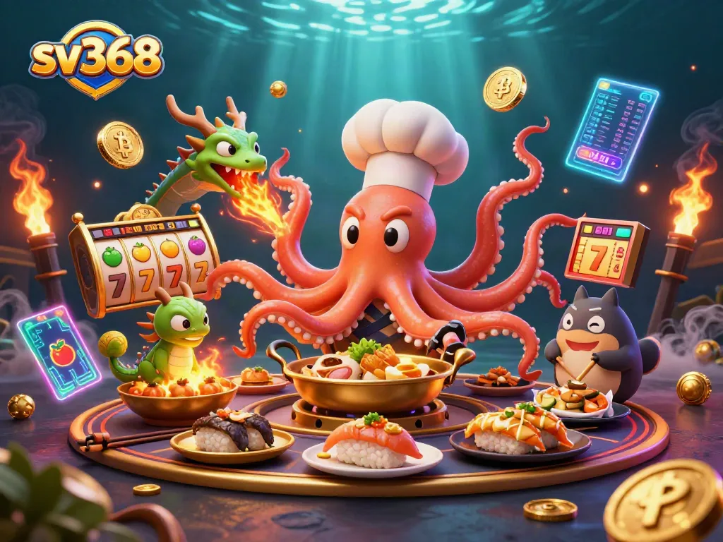 Engage with sv368's thrilling betting experience featuring a unique octopus chef and gaming elements.