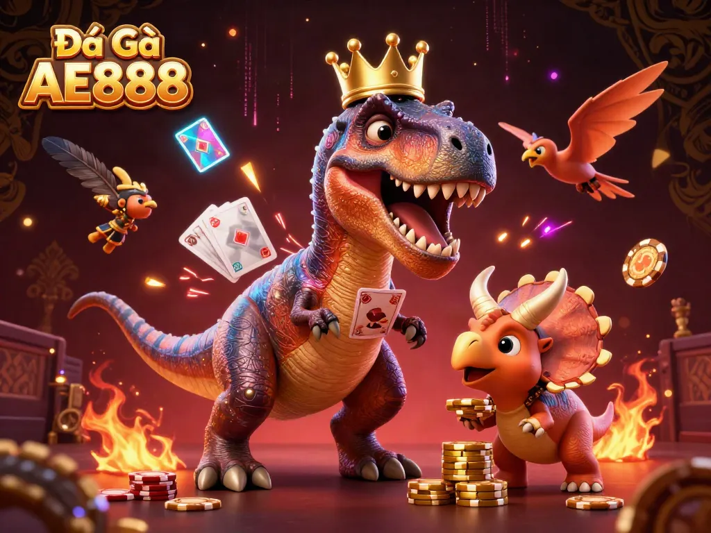Engage in thrilling Đá Gà AE888 action with vibrant characters and dynamic cockfighting elements.