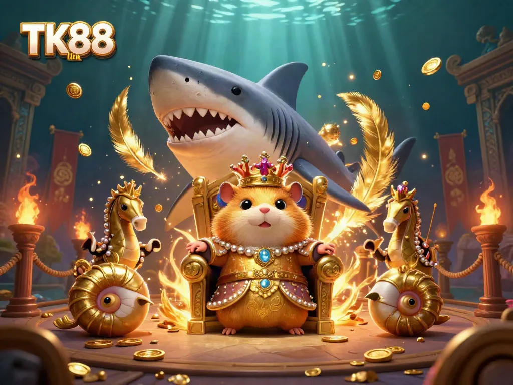 Join the excitement at TK88 link, where a fierce hamster king rules the underwater casino!