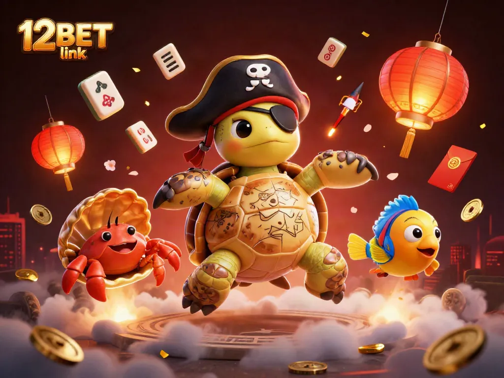 Experience the excitement of the 12BET link with dynamic gaming characters and vibrant casino elements.