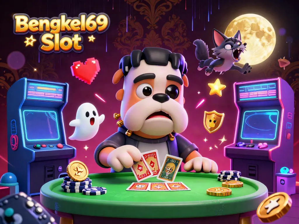 Experience the thrills of Bengkel69 Slot with eye-catching 3D casino characters and neon elements.