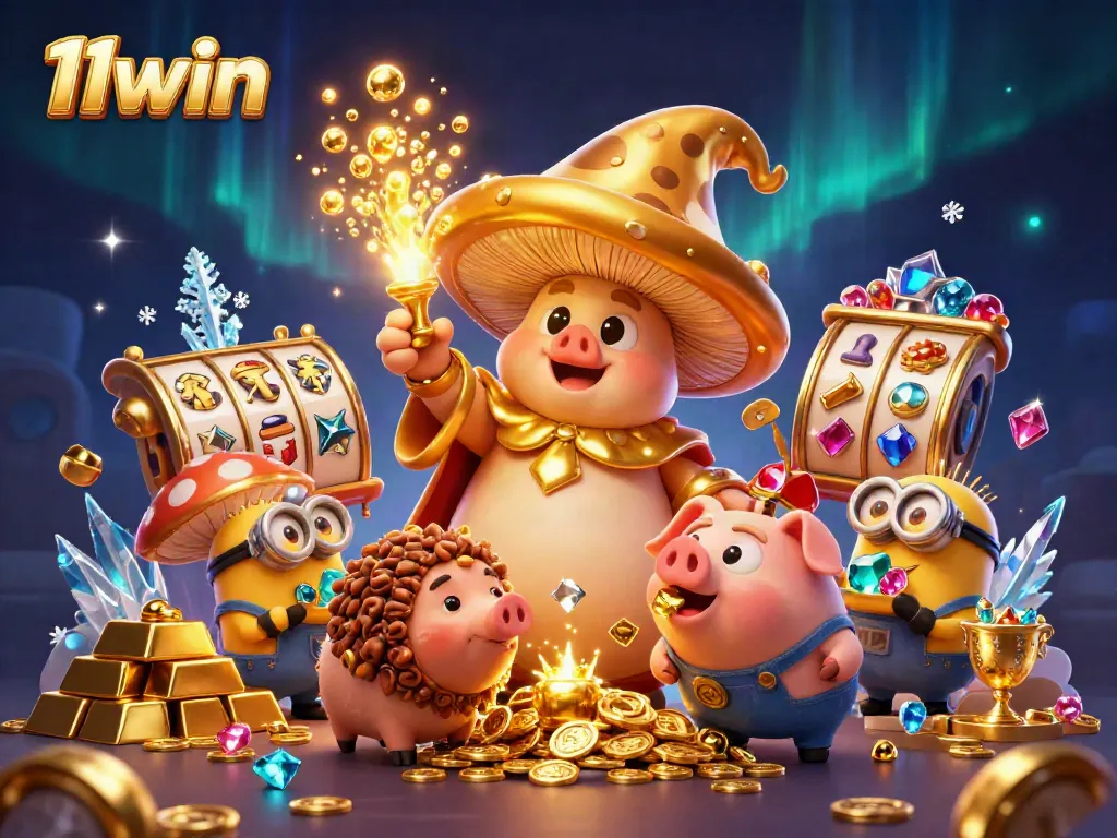 Experience magical 11win gaming with vibrant treasures and enchanting characters in a golden world.
