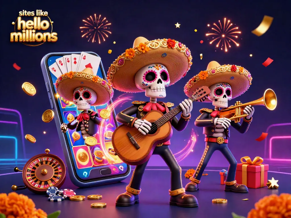 Experience excitement with sites like Hello Millions featuring joyful mariachi skeletons and dynamic casino games.