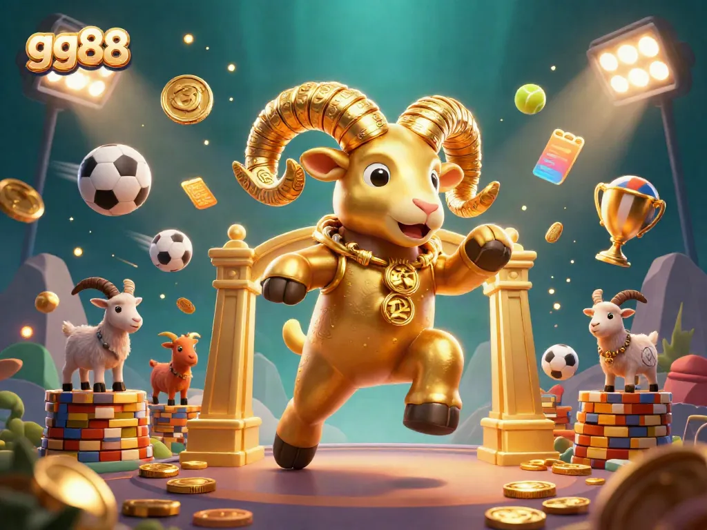 Experience the excitement of gg88 with dynamic sports and casino imagery featuring golden elements and lively game components.