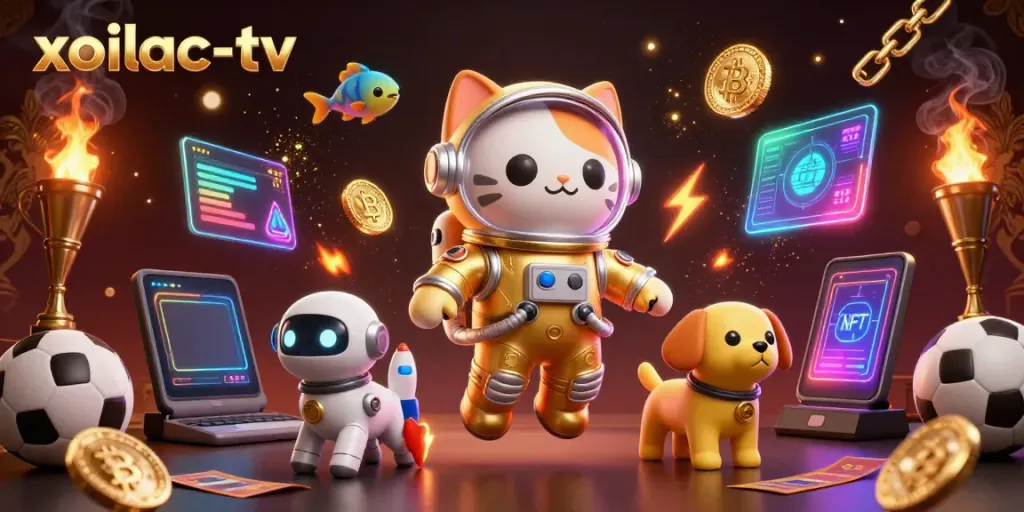Experience exciting sports betting with xoilac-tv in a lively 3D animated scene filled with interactions.