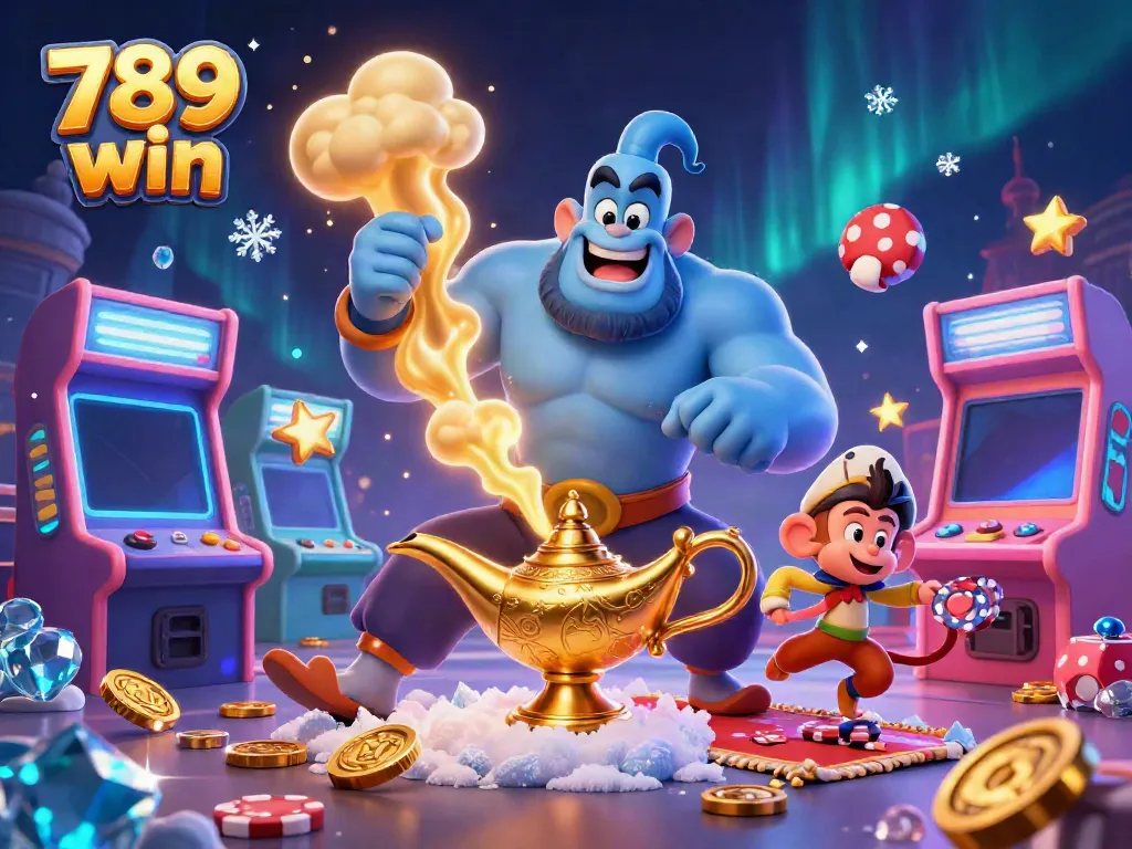 Experience the thrill of 789 win as magical characters interact with vibrant casino elements in this captivating gaming scene.