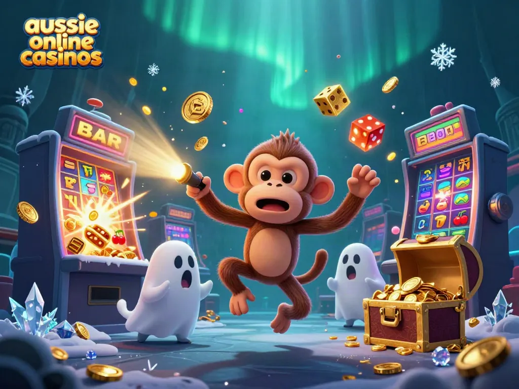 Experience the thrill of aussie online casinos with our lively 3D casino illustration featuring fun characters.
