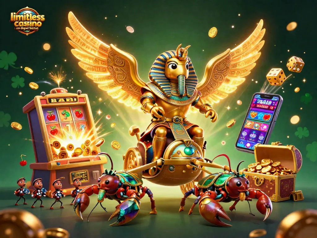 Engage with the limitless casino no deposit bonus featuring vibrant 3D illustrations of casino elements.