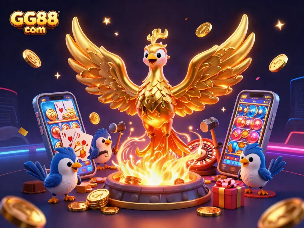 Engage with exciting gameplay at GG88 com featuring golden phoenix and vibrant casino elements.