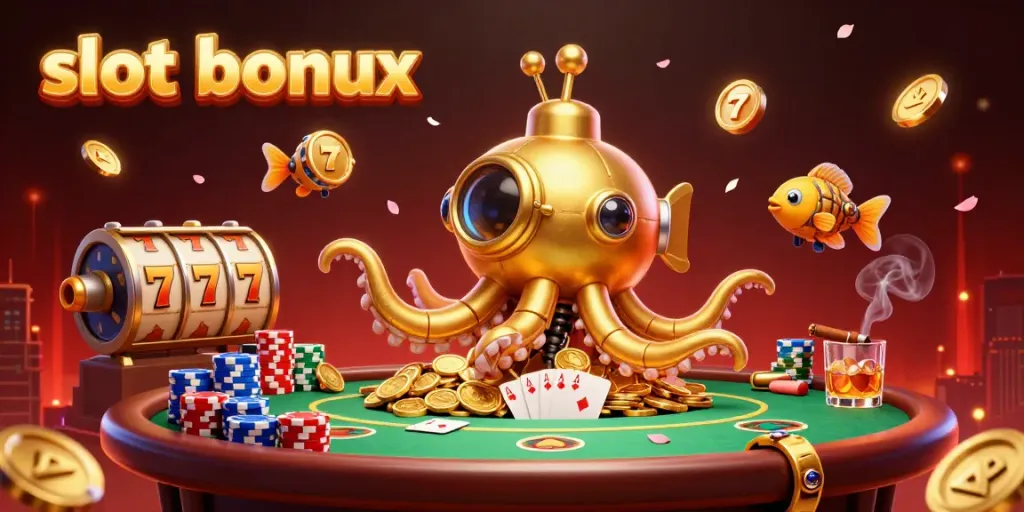Experience thrilling slot bonus dynamics with a kraken submarine amid golden coins and engaging game elements.