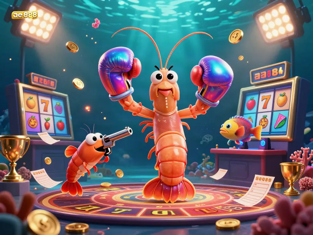 Engage in thrilling slot action with ae888, featuring vibrant cartoon characters amidst flying jackpot symbols.