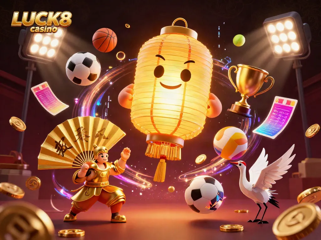 LUCK8 casino glowing lantern spirit and golden paper fan warriors enhance the thrill of gaming action.