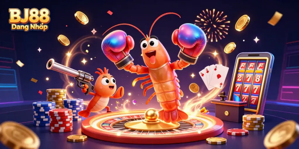 Engage with BJ88 Đăng Nhập in an exhilarating online casino scene filled with dynamic game elements.