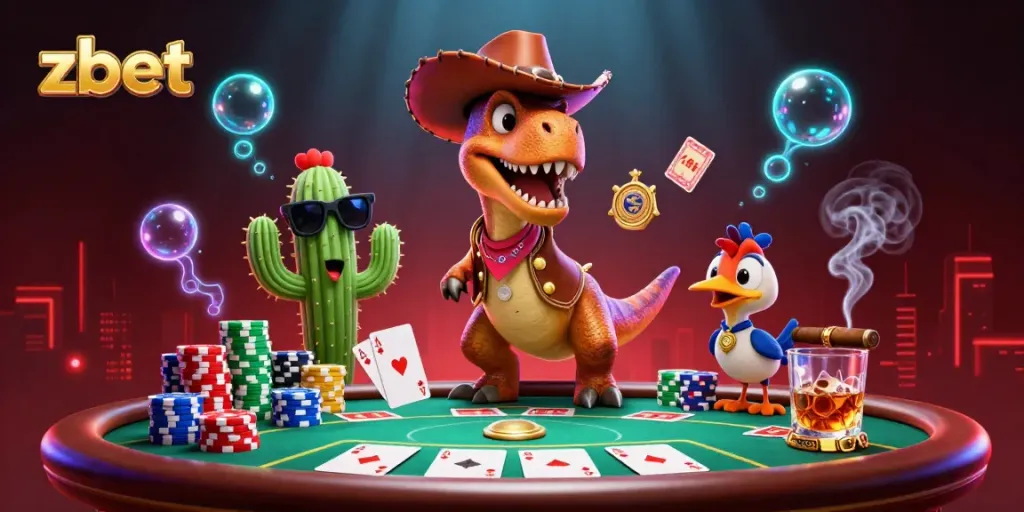 Experience high bets with zbet in a vibrant 3D casino scene packed with action and excitement.