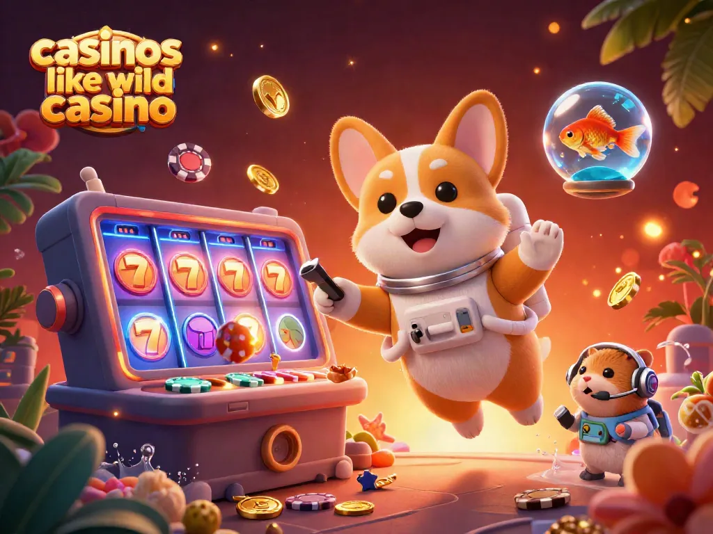 Win big like casinos like wild casino with a dynamic 3D casino scene featuring a gaming astronaut.