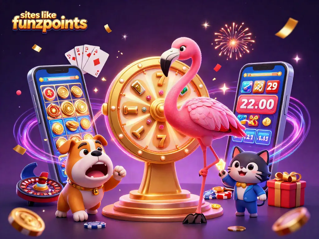 Spin and win with exciting games at sites like funzpoints, featuring a vibrant casino scene.