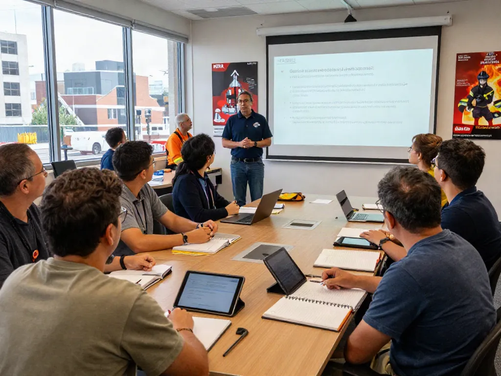 CFPS Certification Saudi Arabia training session with engaged professionals learning fire safety standards