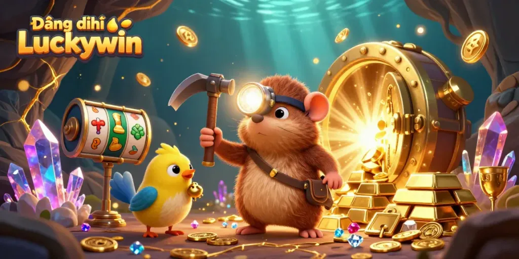 Experience excitement with Đăng ký Luckywin as treasure hunter mole explores a dazzling casino cave of riches.