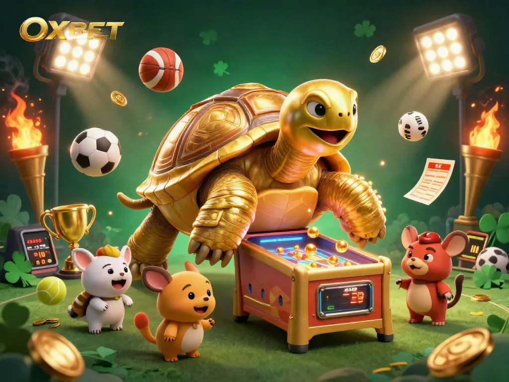 Spin to win with OXBET in a vibrant, dynamic casino scene full of excitement and rewards