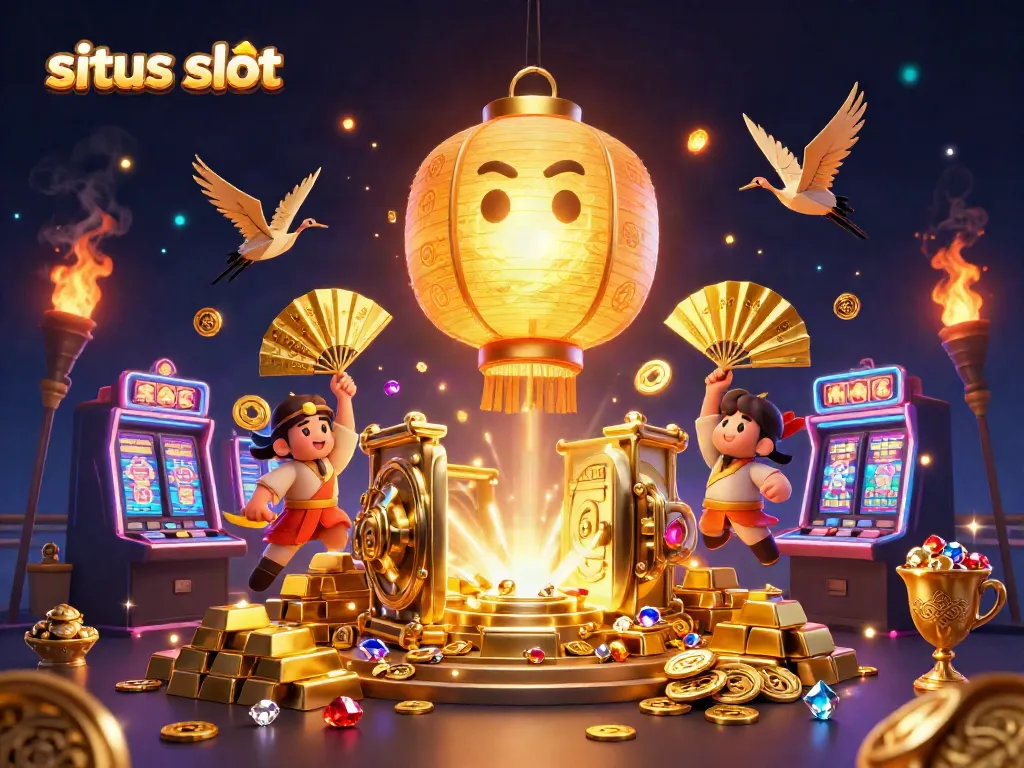 Gambarlah suasana menarik dari situs slot dengan karakter unik dan harta karun berkilau.
