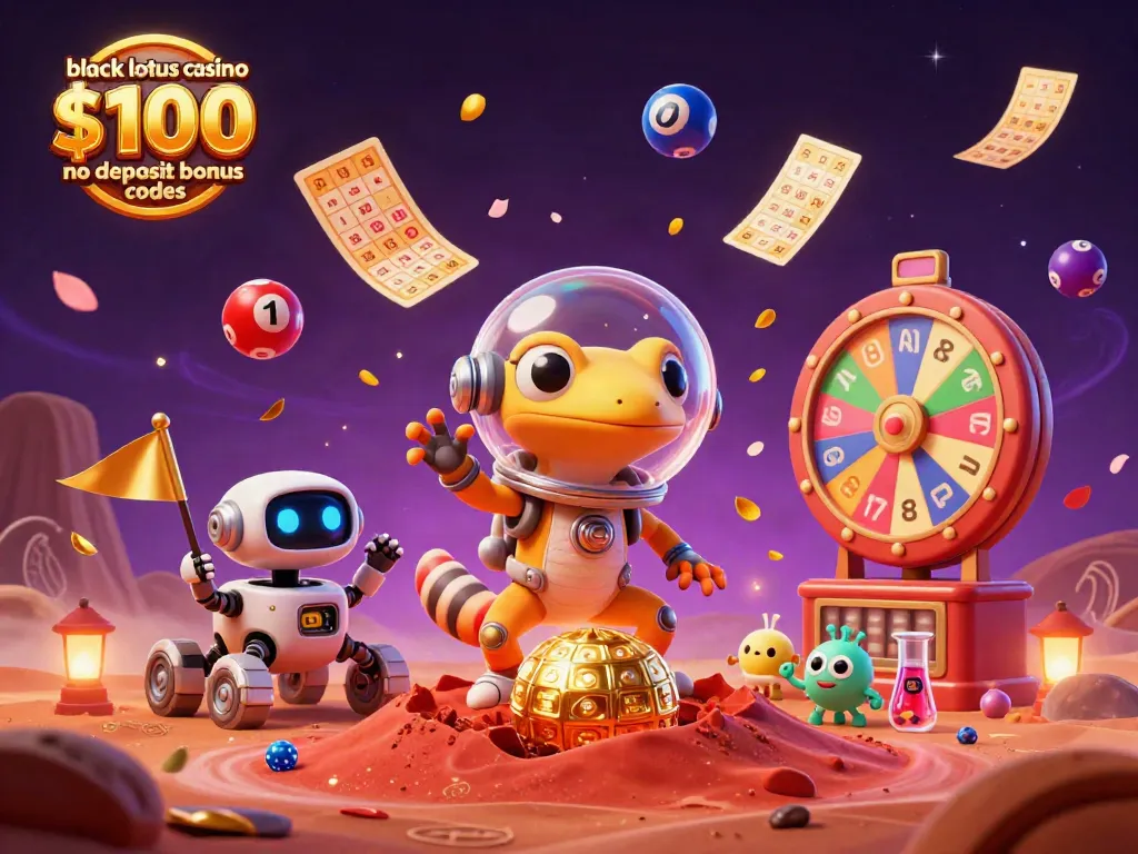 Claim black lotus casino $100 no deposit bonus codes while enjoying vibrant 3D casino elements and characters.