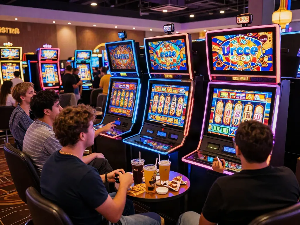 Players enjoying exciting slot games in a vibrant casino atmosphere.