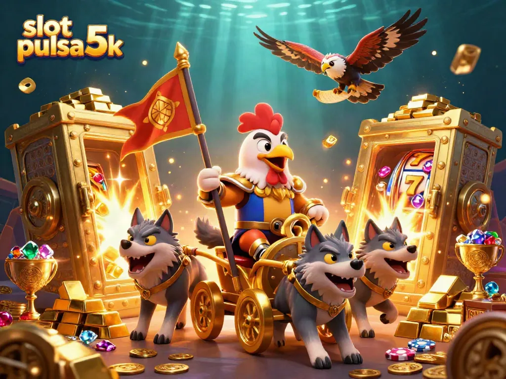 Experience thrilling wins in slot pulsa 5k with a dynamic casino scene filled with treasures.